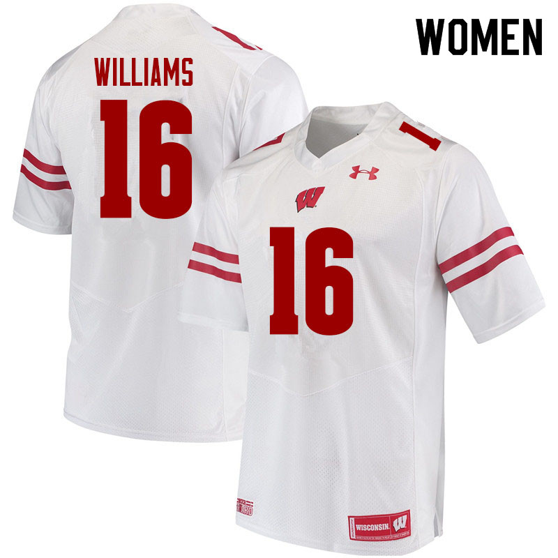 Women #16 Amaun Williams Wisconsin Badgers College Football Jerseys Sale-White